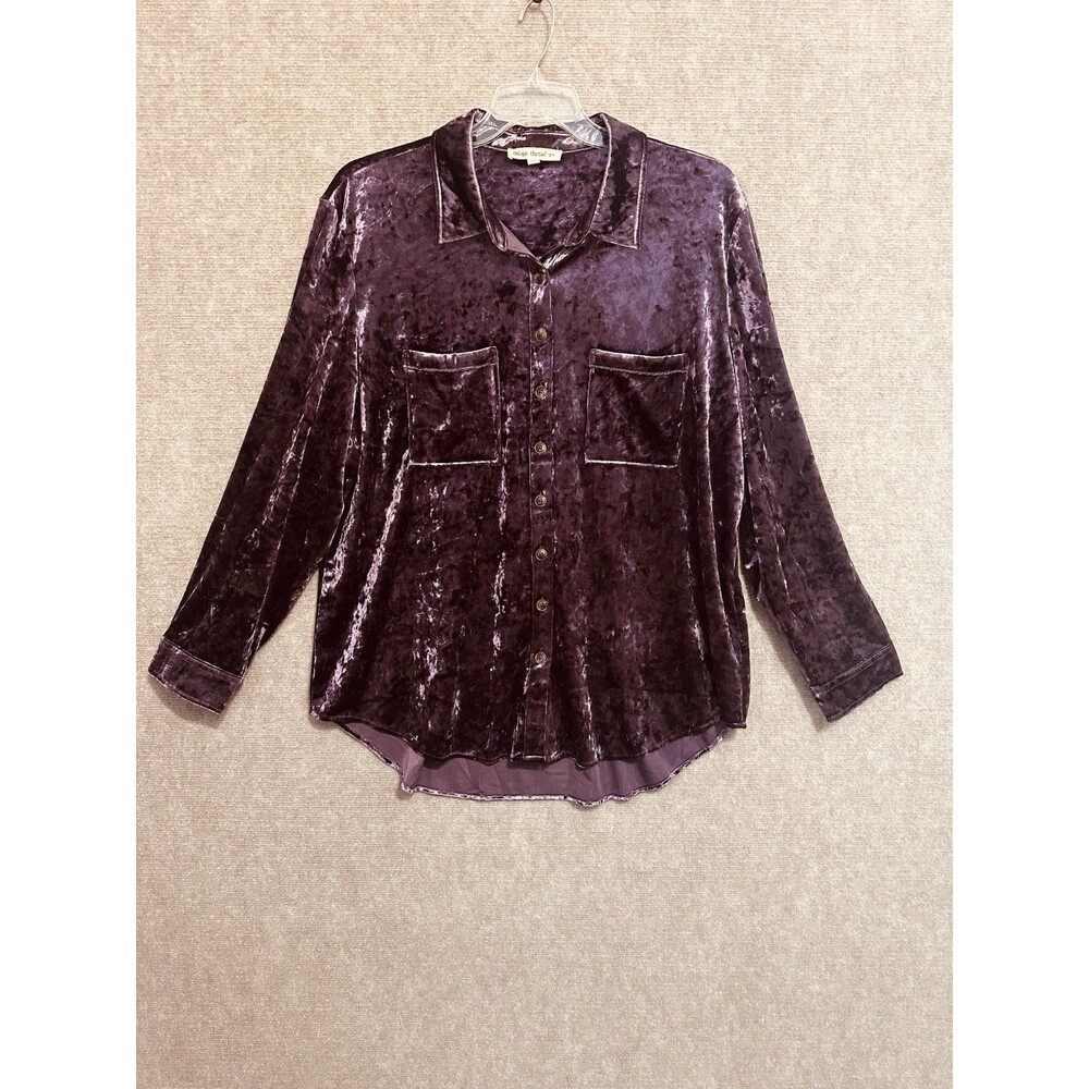 Crushed Grape Velvet Indigo Thread Co Shirt Sz 2X Button Top Indie Whimsygoth